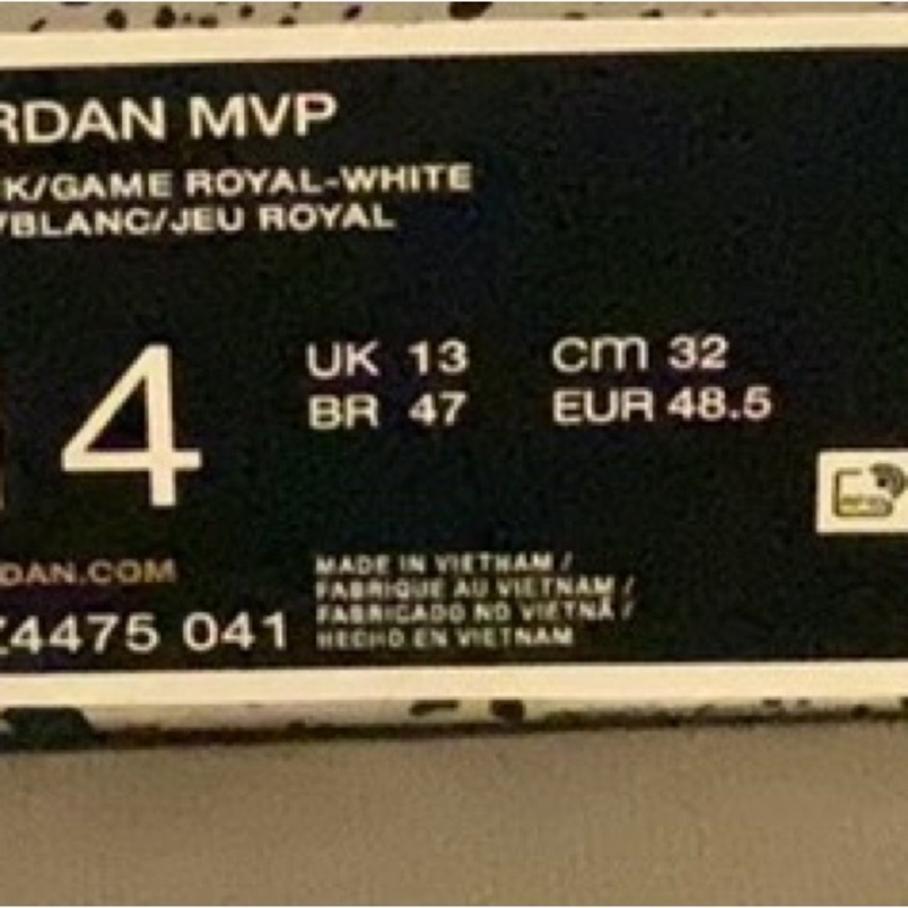 Nike Jordan mvp black royal white size 14